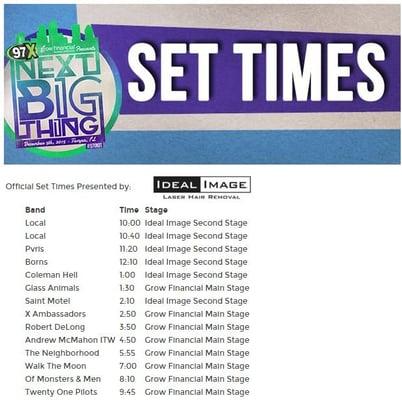 2015 Next Big Thing Set Times