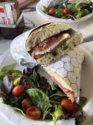 Parma Sandwich on ciabatta bread (salad included at no extra charge)