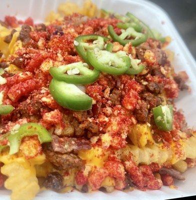 Loaded Flamin' Bacon Asada Fries