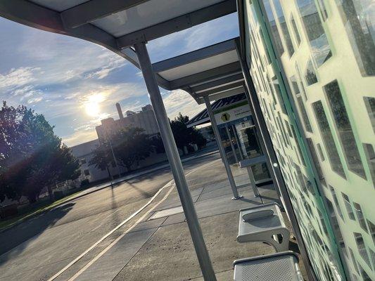 Early morning commutes.  The Knight Street transfer station clean and ready for guests.