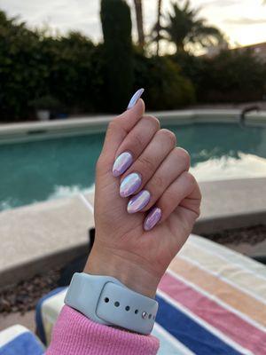 Lavender nails with chrome