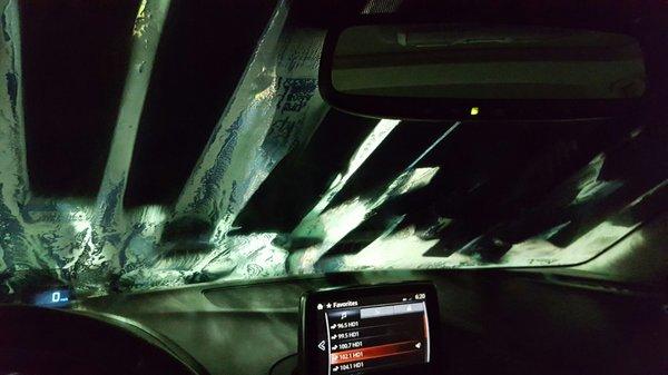 Inside the car wash!