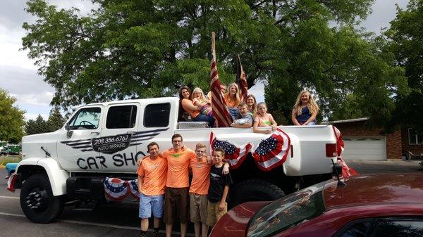 Optimus in the 4th of July parade with friends