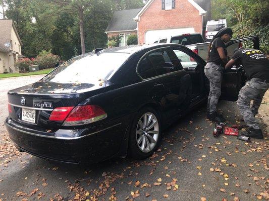 Glass General Techs installing my passenger side window!