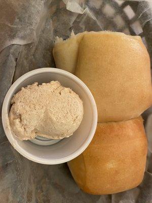 Complimentary bread with cinnamon butter