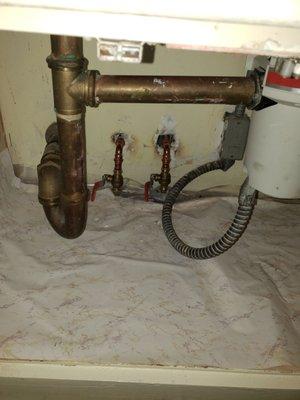 Kitchen sink with old garbage disposal