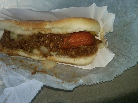 Bernie's chili dog.