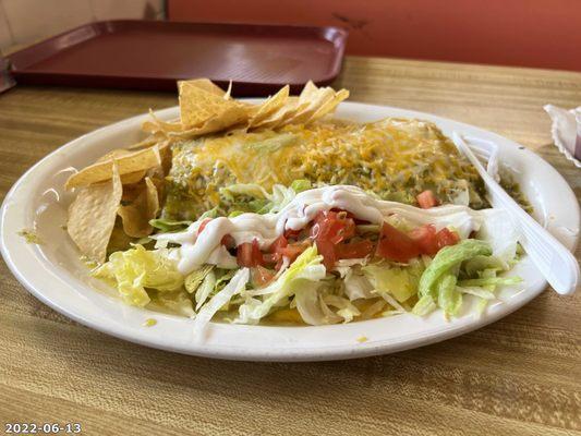 Burrito with Lengua and green sauce