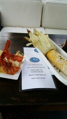 The prawns and corn