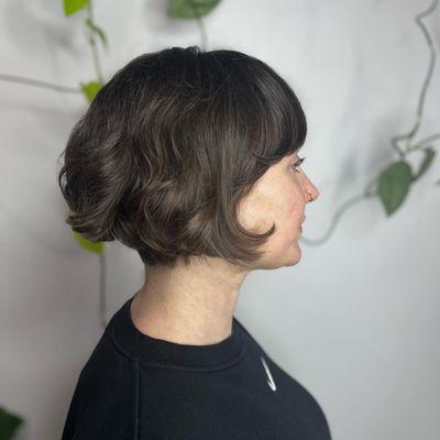 Haircut by Lacy , frenchie bob, haircut, clean beauty , Organic hair salon , non toxic beauty