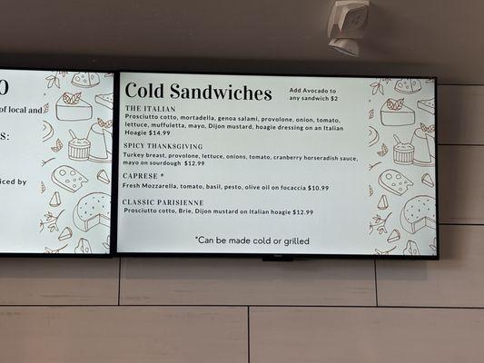 Menu / Cold Sandwiches