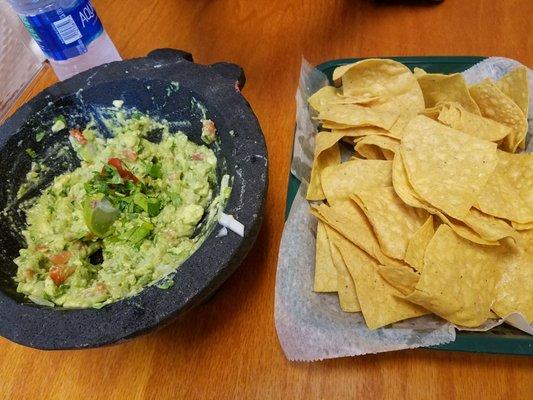 Fresh chips and guac. Guac is good but could use more salt.