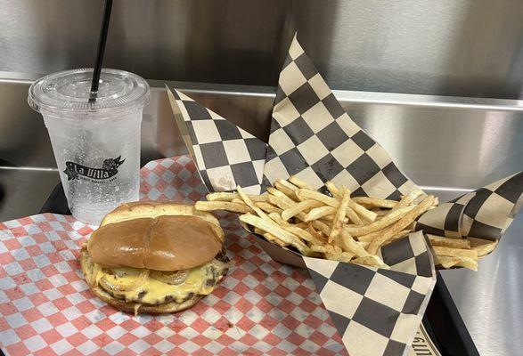 Route 66 Burger with grilled onions