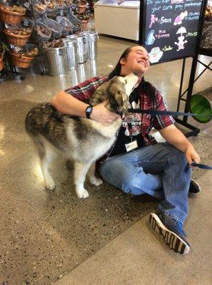 Staff member Mark getting some love! just another day in Mud Bay!