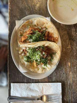 Shredded chicken tacos oh my gosh so tasty!