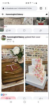 This is a photo of our wedding cake and grooms cake. We could not be happier with them!!! Hummingbird Bakery made our day!