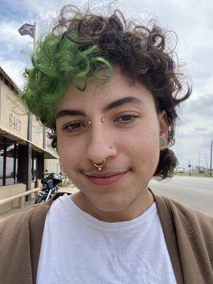 septum, conch, helix, philtrum and right nostril done at randy adam's