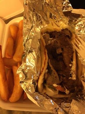 Gyro with Steak Fries ($8.00)