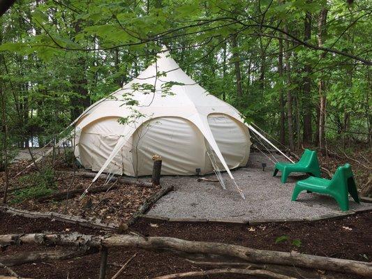 One of the 8 tents at The Eco Camp.