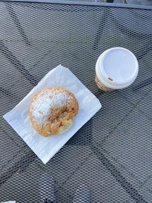 Almond croissant and mocha latte