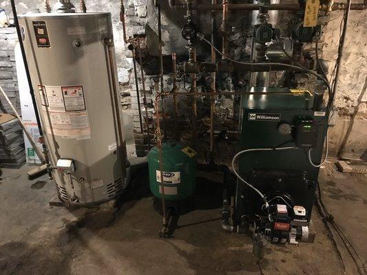 Oil fired boiler with proper expansion tank and hot water heater