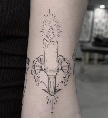 Custom designed candle tattoo