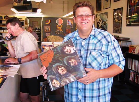 Yellow Parlophone and happy customer.  Both near mint.