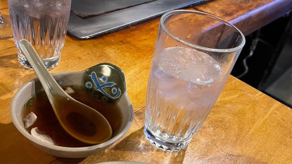 Soup and water.