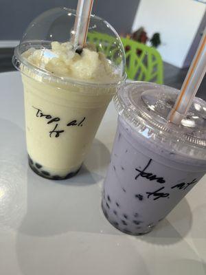 Tropicana Colada and Taro Milk Tea