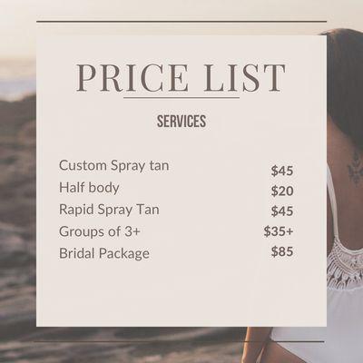 Service list and prices