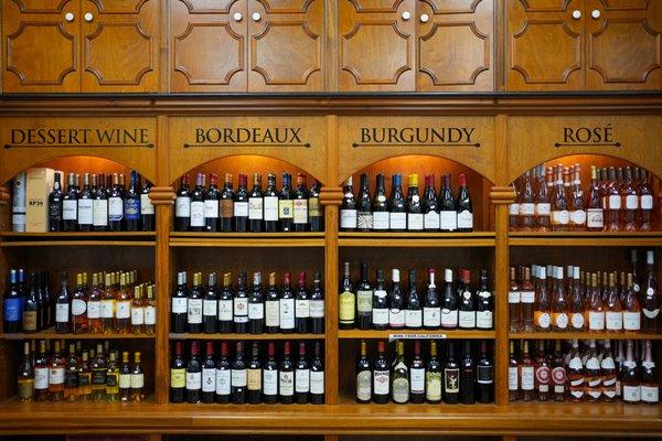 A large selection of wines from across the world, including many vintage wines.