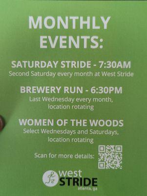 West Stride 's monthly events flyer