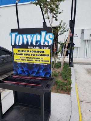 Towels to help dry off the little remnants