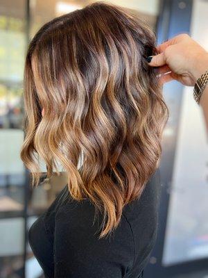 Brunette with rich highlights