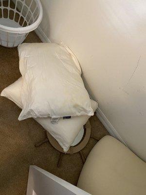 Dirty pillows in the closet