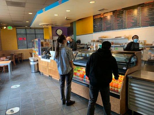 Order counter with drinks and snacks