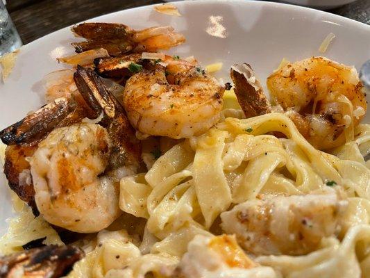 Close up of fettuccine Alfredo with