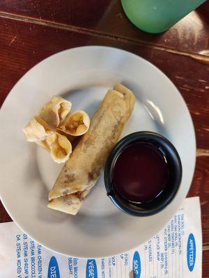 Egg roll and lagoon came with our meal.