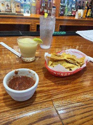 Chips and salsa and house margarita