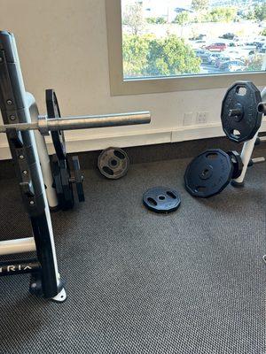 Weights are haphazardly strewn about, never put back in order.