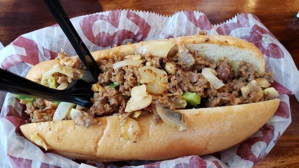 06/22/2021  Cheesesteak with bell peppers, mushrooms and onions