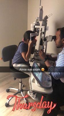 Her first eye exam she was excited  Dr. Patel was awesome!!