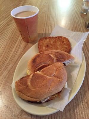 Nice breakfast sandwich for $2.25.  Loaded with bacon.