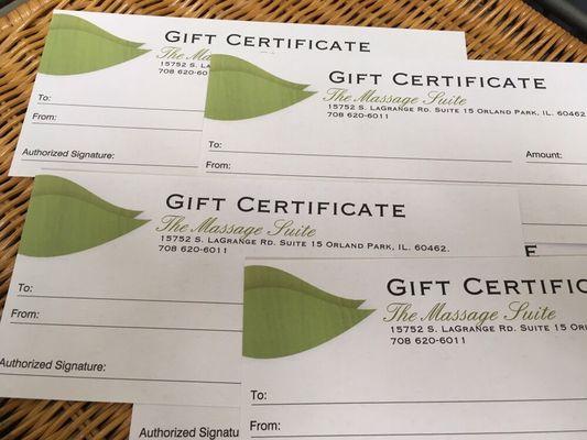 Gift certificates are available for any occasion.