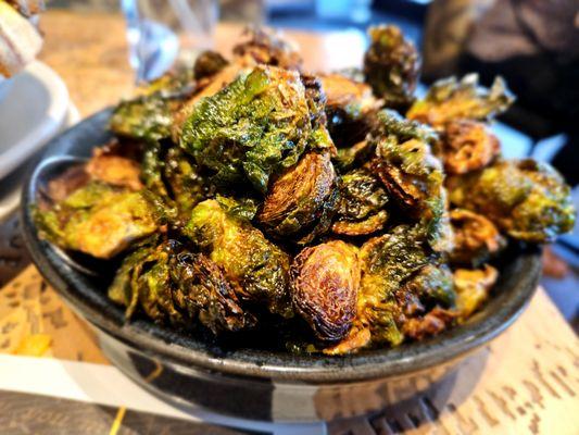 Brussels sprouts without the peanut sauce...crispy!