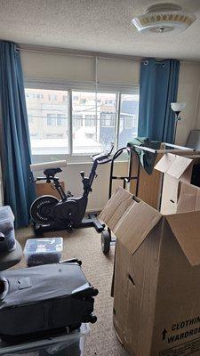 Bedroom with exercise bike