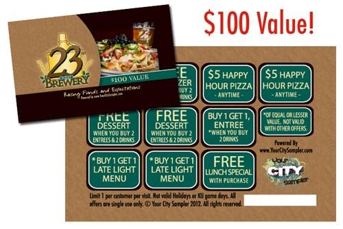 Our 23rd Street Brewery exclusive fundraising discount card is worth $100 in FREE food & dIscounts!