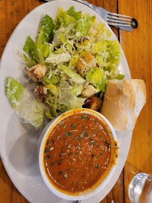 Half Soup and Salad.  Tomato Basil and Caesar