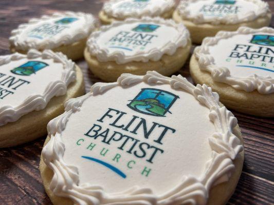 Flint Baptist Church Logo Cookies for their event guests.