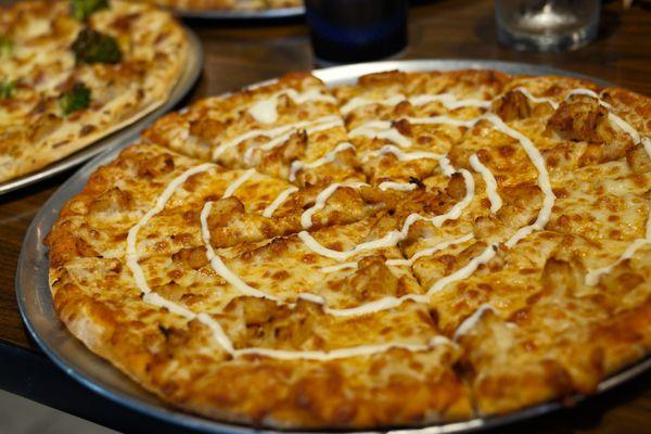 Buffalo Chicken Pizza with a Nebraska Cream Cheese Drizzle